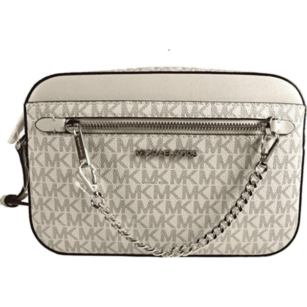 Michael Kors Jet Set East West Chain Crossbody Vanilla Powder Blush Pink Bundled