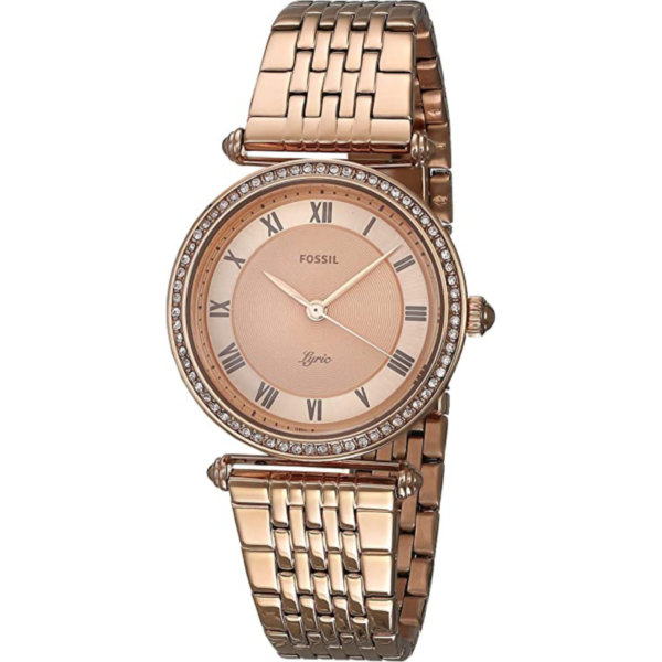 Fossil Lyric Quartz Crystal Rose Dial