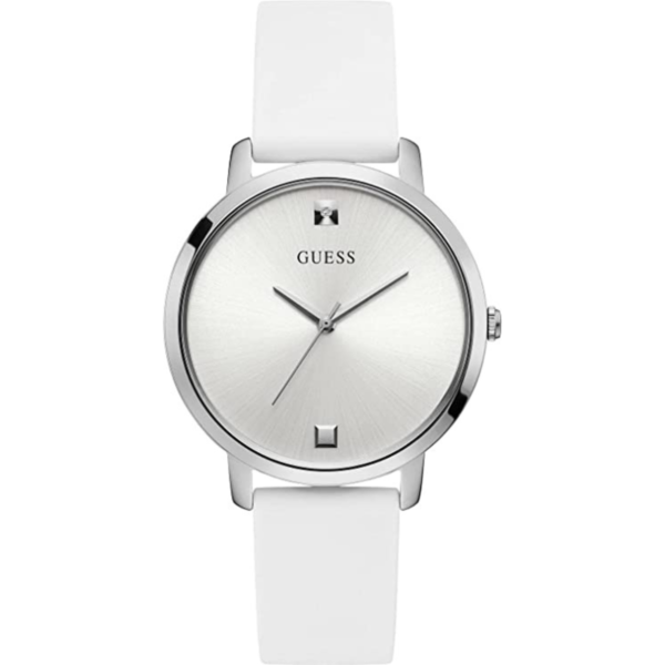 Guess Nova Quartz Silver Dial White Rubber